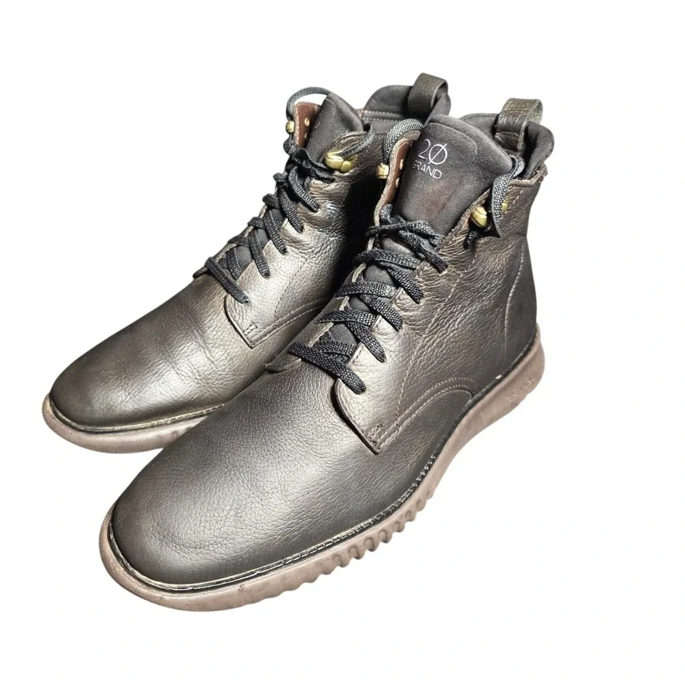 Cole Haan 2.0 ZeroGrand Men Brown Pebbled‎ Leather Lace Up Boots Grand.OS C28197